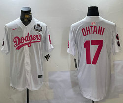Nike Los Angeles Dodgers #17 Shohei Ohtani White Joint 2024 World Series Red number Stitched MLB Jersey