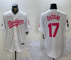Nike Los Angeles Dodgers #17 Shohei Ohtani White Joint Red number Stitched MLB Jersey