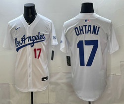 Nike Los Angeles Dodgers #17 Shohei Ohtani White Los Angeles Front Alternate Stadium Jersey