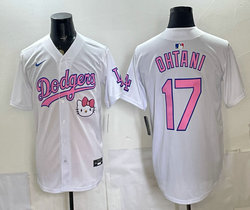 Nike Los Angeles Dodgers #17 Shohei Ohtani White Pink Name Hello Kitty Night Jersey