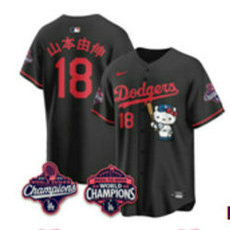 Nike Los Angeles Dodgers #18 山本由伸 Black Hello Kitty Night Jersey
