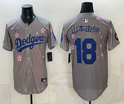 Nike Los Angeles Dodgers #18 山本由伸 Gray Tokyo Series MLB Jersey