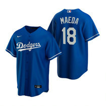 Nike Los Angeles Dodgers #18 Kenta Maeda Blue Game Authentic Stitched MLB Jersey