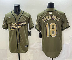 Nike Los Angeles Dodgers #18 Yoshinobu Yamamoto Olive 2026 Armed Forces Day Baseball Jersey