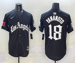 Nike Los Angeles Dodgers #18 Yoshinobu Yamamoto Black 5(V) Joint MLB Jersey