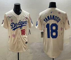 Nike Los Angeles Dodgers #18 Yoshinobu Yamamoto Cream 2025 Tokyo Series Jersey