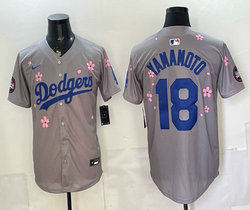 Nike Los Angeles Dodgers #18 Yoshinobu Yamamoto Gray Tokyo Series MLB Jersey