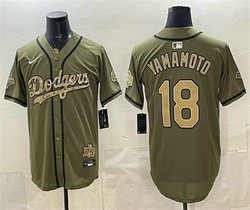 Nike Los Angeles Dodgers #18 Yoshinobu Yamamoto Military Appreciation Game Day Jersey