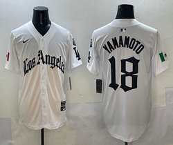 Nike Los Angeles Dodgers #18 Yoshinobu Yamamoto White 5(V) Joint MLB Jersey