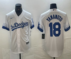 Nike Los Angeles Dodgers #18 Yoshinobu Yamamoto White City Game Authentic Stitched MLB Jersey