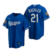Nike Los Angeles Dodgers #21 Walker Buehler Blue 2020 World Series Game Authentic Stitched MLB Jersey