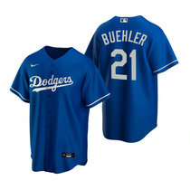 Nike Los Angeles Dodgers #21 Walker Buehler Blue Game Authentic Stitched MLB Jersey
