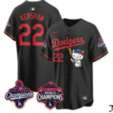 Nike Los Angeles Dodgers #22 Clayton Kershaw Black Hello Kitty Night Jersey