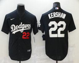 Nike Los Angeles Dodgers #22 Clayton Kershaw Black Red 22 front Inverted Legend Authentic Stitched MLB Jersey