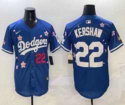 Nike Los Angeles Dodgers #22 Clayton Kershaw Blue 2025 Tokyo Series Stitched MLB Jersey