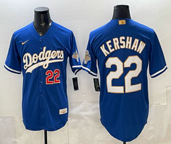 Nike Los Angeles Dodgers #22 Clayton Kershaw Blue 2026 Gold Stadium Baseball Jersey