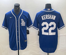 Nike Los Angeles Dodgers #22 Clayton Kershaw Blue logo Joint Stitched MLB Jersey