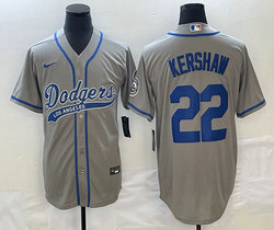 Nike Los Angeles Dodgers #22 Clayton Kershaw Gray Joint Name Game Authentic Stitched MLB Jersey