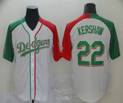 Nike Los Angeles Dodgers #22 Clayton Kershaw Green Red Authentic Stitched MLB Jersey