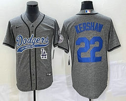 Nike Los Angeles Dodgers #22 Clayton Kershaw Hemp grey Game Team Logo front Joint Stitched MLB Jersey
