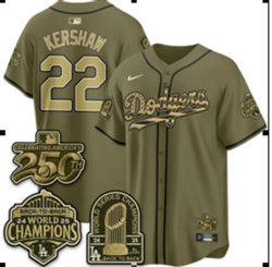 Nike Los Angeles Dodgers #22 Clayton Kershaw Olive 2026 Armed Forces Day MLB Jersey