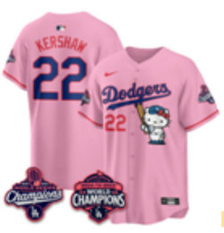Nike Los Angeles Dodgers #22 Clayton Kershaw Pink Hello Kitty Night Jersey
