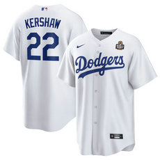 Nike Los Angeles Dodgers #22 Clayton Kershaw White 2024 World Series Baseball Jersey