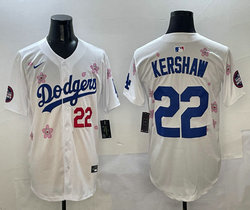 Nike Los Angeles Dodgers #22 Clayton Kershaw White 2025 Tokyo Series Jersey