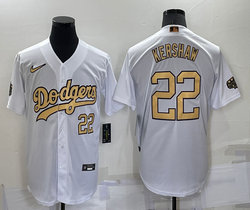 Nike Los Angeles Dodgers #22 Clayton Kershaw White 22 in front 2022 All Star Authentic Stitched MLB jersey