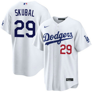 Nike Los Angeles Dodgers #29 Tarik Skubal White 22 front Authentic Stitched MLB Jersey
