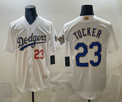 Nike Los Angeles Dodgers #23 Kyle Tucker White 2026 Gold Stadium Baseball Jersey