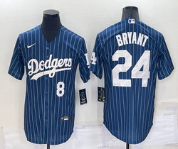 Nike Los Angeles Dodgers #24 Kobe bryant #8 Blue White stripe Throwback Authentic Stitched MLB jersey