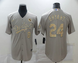 Nike Los Angeles Dodgers #24 Kobe bryant #8 Gray fashion Authentic Stitched MLB jersey