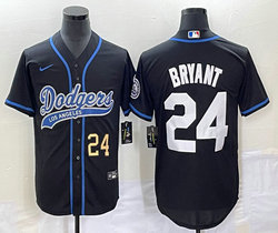 Nike Los Angeles Dodgers #24 Kobe bryant Black Gold #24 Front Joint Name Game Authentic Stitched MLB Jersey
