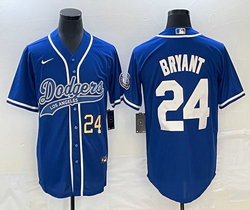Nike Los Angeles Dodgers #24 Kobe bryant Blue Joint Gold #24 on front Stitched MLB Jersey