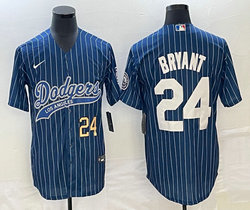 Nike Los Angeles Dodgers #24 Kobe bryant Blue Joint White stripe Gold #24 on front Stitched MLB Jersey