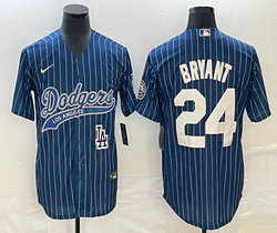 Nike Los Angeles Dodgers #24 Kobe bryant Blue Joint White stripe Team Patch on front Stitched MLB Jersey