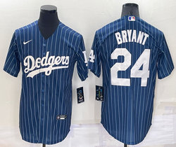 Nike Los Angeles Dodgers #24 Kobe bryant Blue White stripe Throwback Authentic Stitched MLB jersey