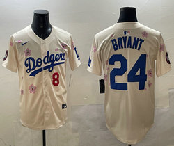 Nike Los Angeles Dodgers #24 Kobe bryant Cream #8 2025 Tokyo Series Jersey
