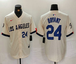 Nike Los Angeles Dodgers #24 Kobe bryant Cream 24 front 2024 City Authentic Stitched MLB Jersey