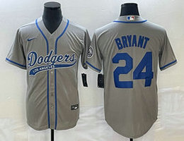 Nike Los Angeles Dodgers #24 Kobe bryant Gray Joint Name Game Authentic Stitched MLB Jersey