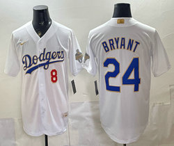 Nike Los Angeles Dodgers #24 Kobe bryant White 2026 Gold Stadium Baseball Jersey