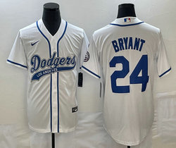 Nike Los Angeles Dodgers #24 Kobe bryant White Joint Name Game Authentic Stitched MLB Jersey