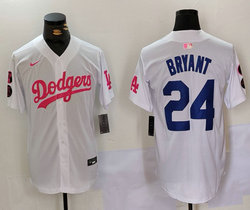 Nike Los Angeles Dodgers #24 Kobe bryant White Pink Joint Authentic Stitched MLB Jersey