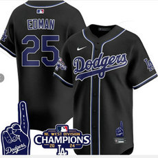 Nike Los Angeles Dodgers #25 Tommy Edman Black Fashion 2024 World Series Champions Baseball Jersey