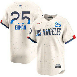 Nike Los Angeles Dodgers #25 Tommy Edman Cream City 25 Front Stitched MLB Jersey