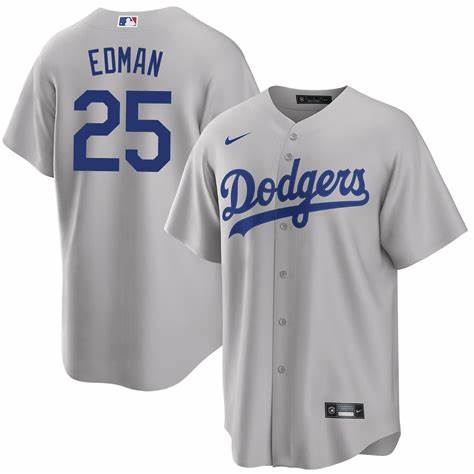 Nike Los Angeles Dodgers #25 Tommy Edman Gray jersey