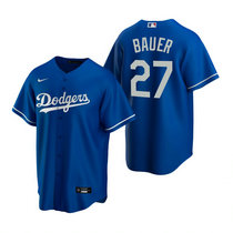 Nike Los Angeles Dodgers #27 Trevor Bauer Blue Game Authentic Stitched MLB Jersey