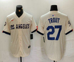 Nike Los Angeles Dodgers #27 Trout Cream 2024 City Game Authentic Stitched MLB Jersey