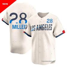 Nike Los Angeles Dodgers #28 Bobby Miller City 28 Front The number is above the name Jersey
